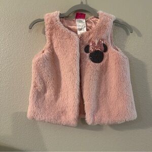 Disney Junior Pink Faux Fur Vest with Mouse Patch